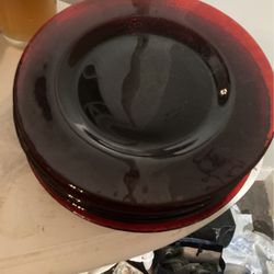 6 Ruby Red Plates