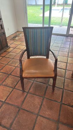 Leather and wood chair