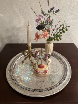 Vintage Silverplate Gallery Tray 15" Pierced Rim Vanity Wedding Decor