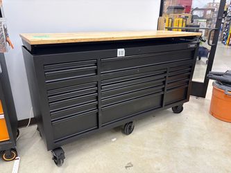 NEW WITH LINERS AND KEYS Shop Husky 72 in. W x 24 in. D Heavy Duty 18-Drawer Mobile Workbench Cabinet with Adjustable-Height Hardwood Top in Matte Bla