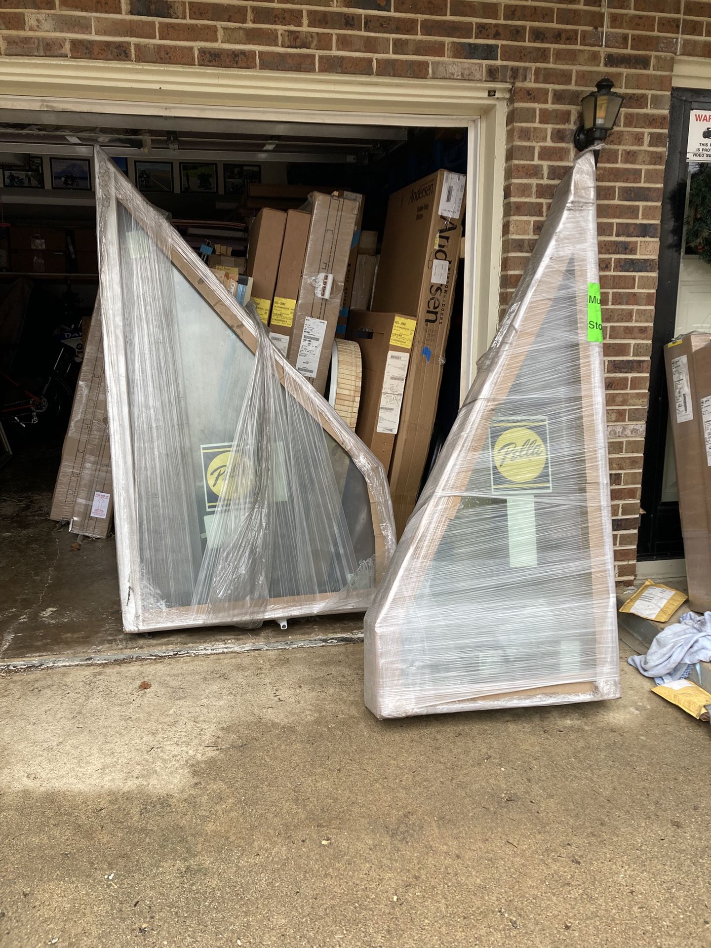 New Pella windows , trapeze , putty exterior , 35 by 79 and 44 by 79 , 6 9/16 jamb