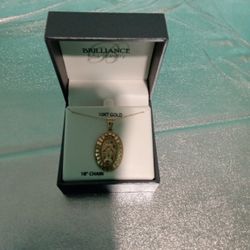 Solid 10 Kt Gold Mother Mary Necklace 