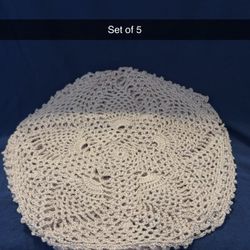 Crochet Doily/ Mantelito Set Of 5
