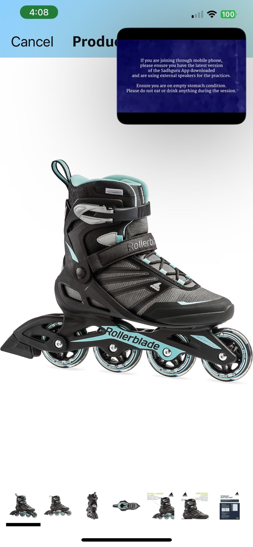Rollerblade Zetrablade Light Blue Size 7