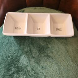 Rae Dunn Wasabi Soy and Ginger Ceramic Serving Sushi Sauce Tray