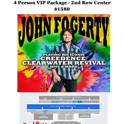 4 VIP Tickets - 2nd Row - John Fogerty - Del Mar Fairgrounds 6/25/22