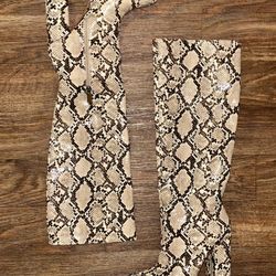 Zara Women's Snakeskin Knee High Heeled Tall Boots Size EUR 38/US 7.5