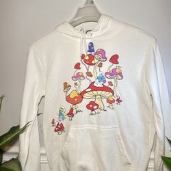 Peyo The Smurfs Mushrooms 65th Anniversary 2023 Ivory Hoodie Sweatshirt Size XS  NWT..(#16)