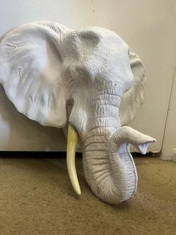 Vintage Elephant sculpture wall bust Head decor