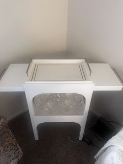 Grandin Road White Expandable Bar Cart with Tray