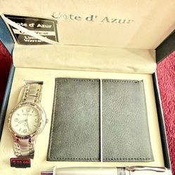 Cote D Azur watch, wallet, and pen set