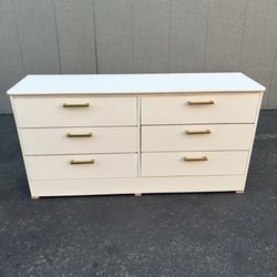 White 6 Drawer Dresser With Gold Accent Knobs🌟