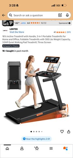 See description! LONTEK 3-in-1 Foldable Walking Pad Treadmill 15% Incline Under Desk Treadmills for Home