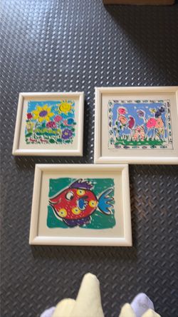 three colorful Sally Huss pictures