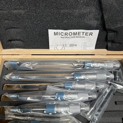 New Outside Micrometer Set 0.0001" Precision 6 Pcs 0-6" Carbide Standards Set