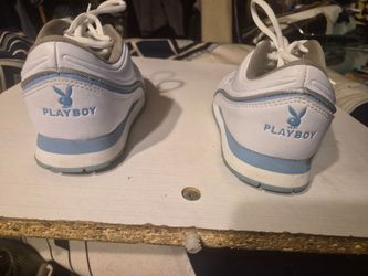 Playboy Tennis Shoes white w/ light blue trim size 6.5
