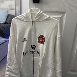 Balenciaga 10 United White Football Limited Edition Hooded Zipper Hoodie