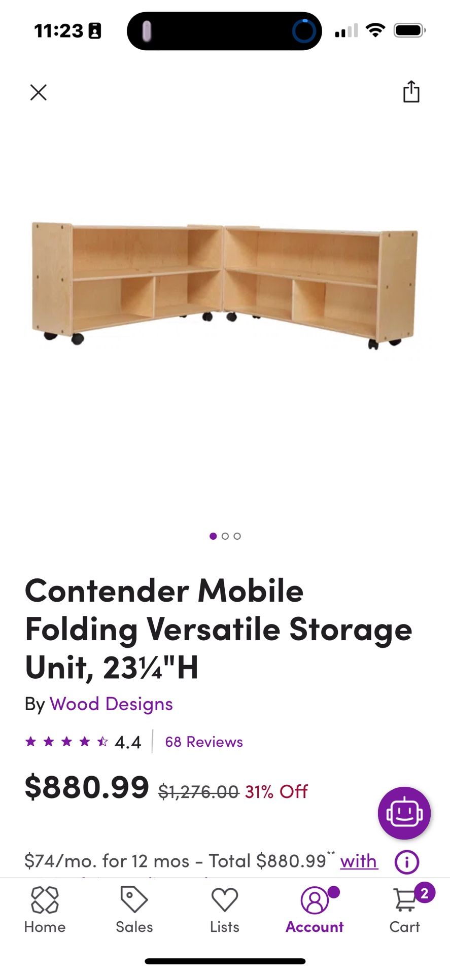 Mobile Folding Storage Unit, Baby/toddler Height Shelving