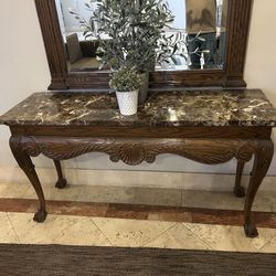 Vintage Marble Top Entry Table / Credenza 