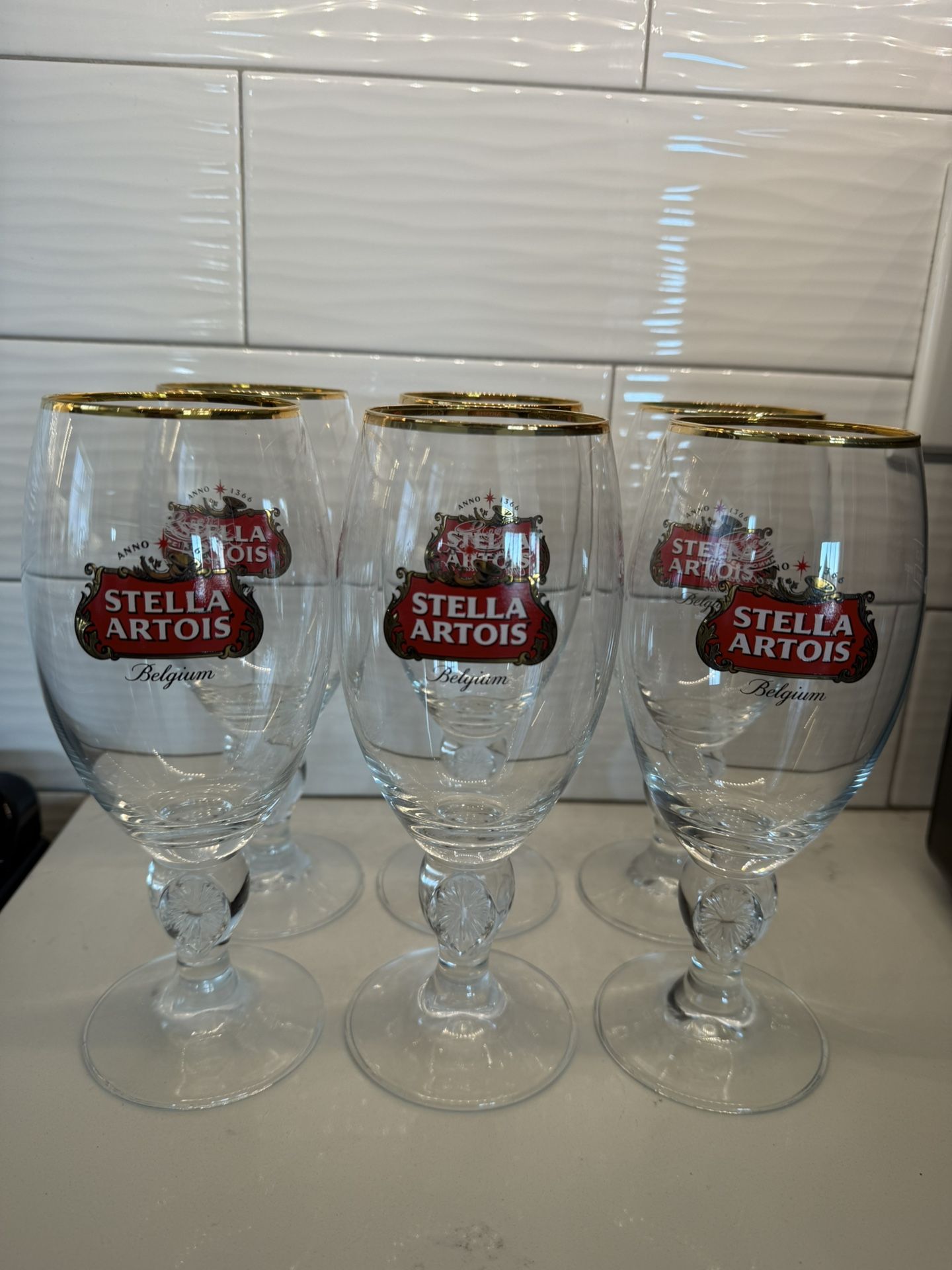 Set of 6 Stella Artois Chalice glasses 