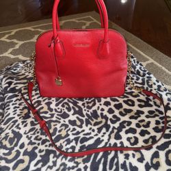 Micheal Kors (Cherry Red Handbag W/gold Finishing)