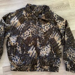 90s Vintage Women’s Track Suit Jacket Windbreaker Size Medium Leopard Cheetah 