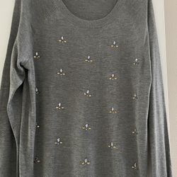 Liz Clairbone Embellished Sweater, NEW, Size L