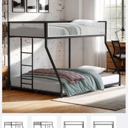 Brand New Matte Black Twin Full Bunk Bed Mattress Not Included