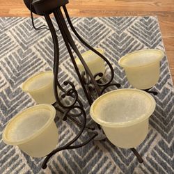 Decorative 6-Light Bronze Chandelier – Frosted Glass