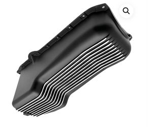 1986-Up SBC Finned Aluminum Oil Pan – Passenger Side Dipstick – Black