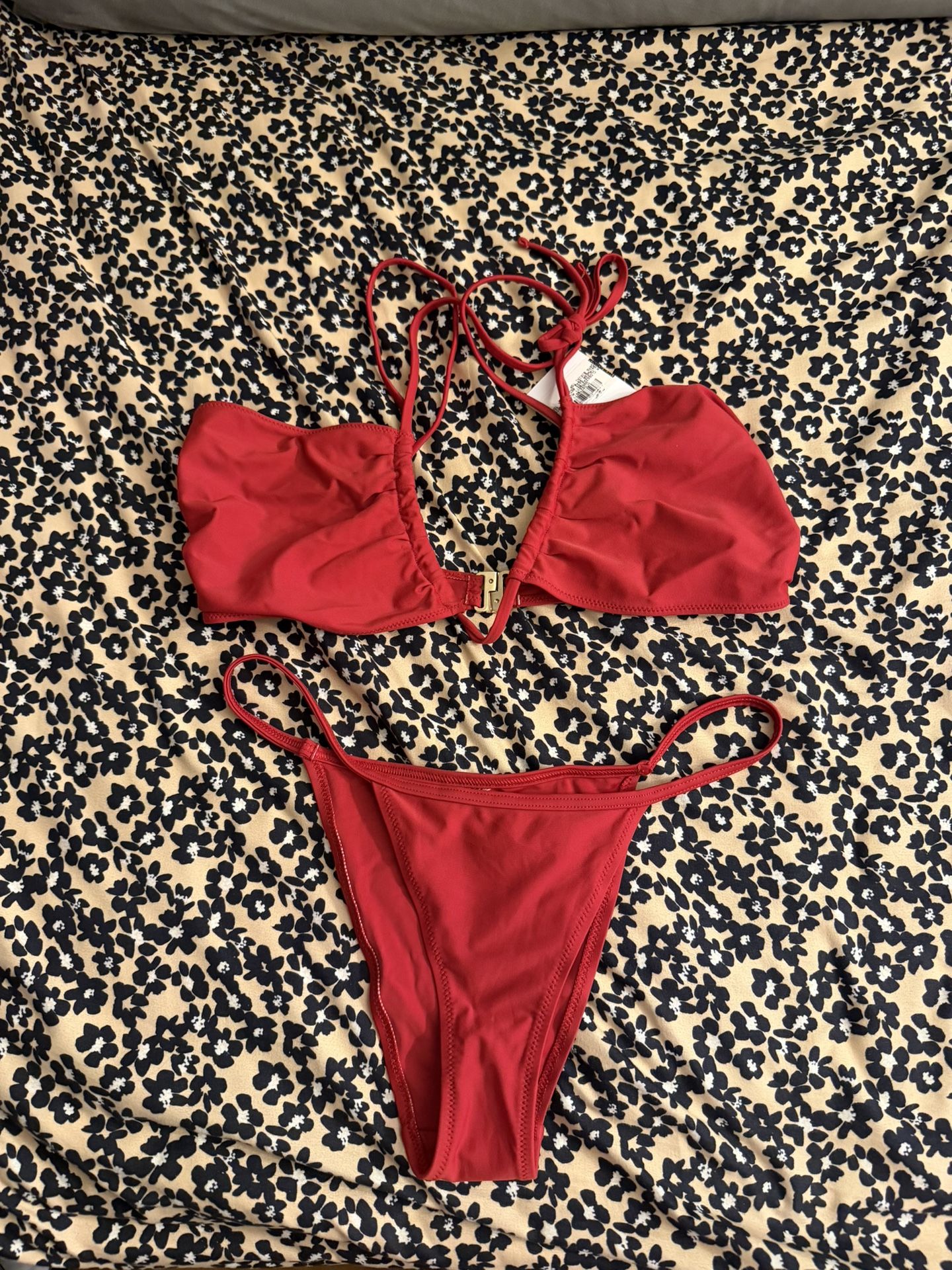 Musier Paris Size Medium Red Bikini NWT Daya Top Swim Cheeky Bottoms *Used*