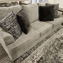 Ash Gray Sofa and Accent Pillows