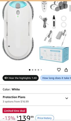 Window Cleaning Robot - Double Helix 4(contact info removed)Pa Suction, (White)