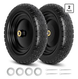13'' 4.00-6'' Flat Free Solid Wheelbarrow Tire and Wheel, 2 Pack $17 each