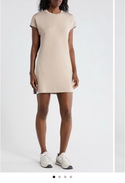 Spanx Beige Short Sleeve T-Shirt Mini Dress