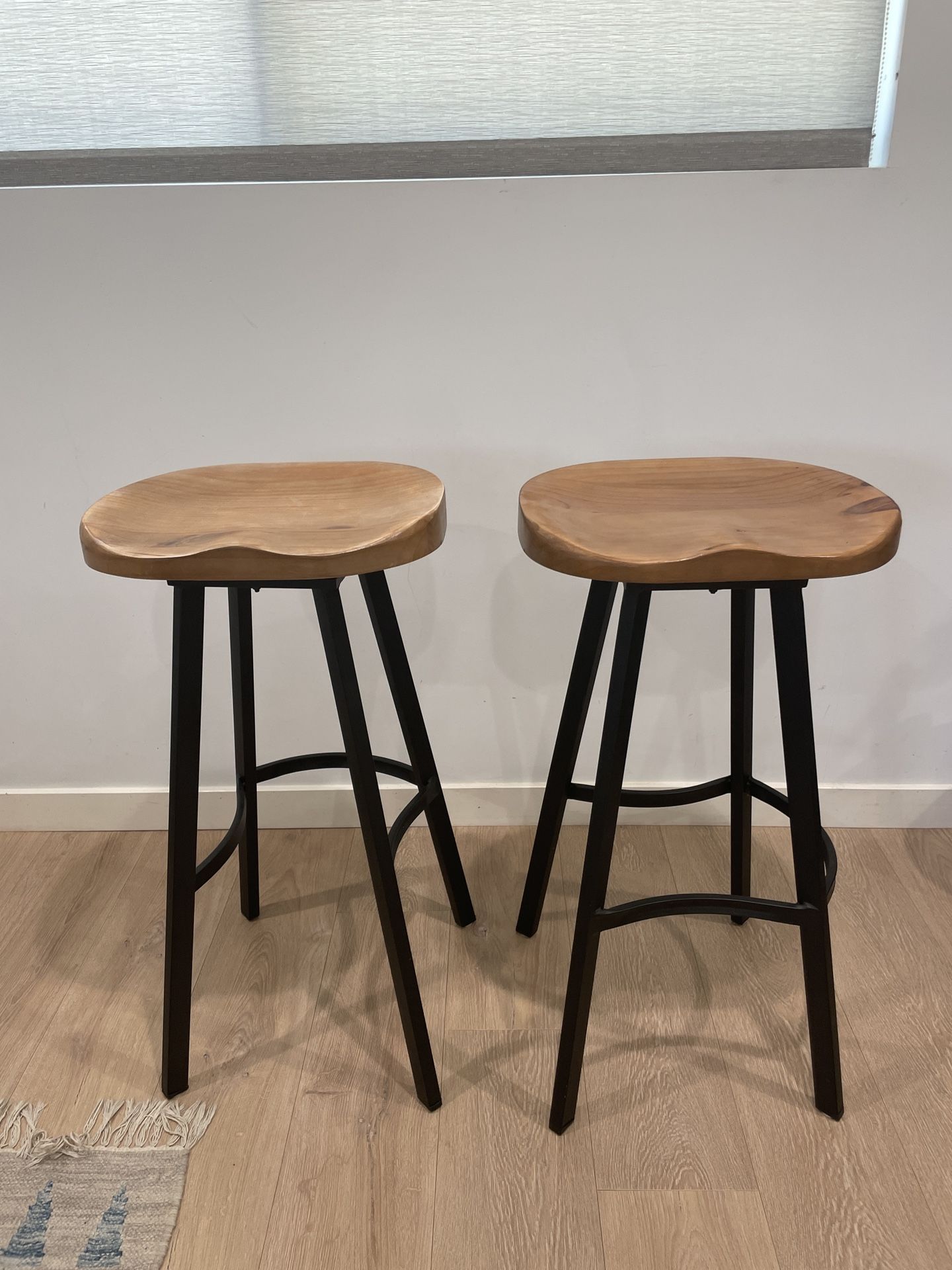 (2) 30” Swivel Bar Stools - Natural Wood