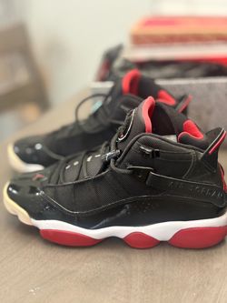 Air Jordan 6 Rings Black Red Sneakers