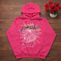 Sp5der hoodie pink size med