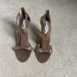 Bronze color open toe heels for sale. 91/2  