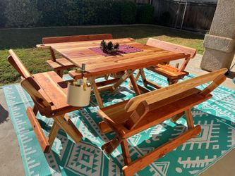 Redwood Patio Set – Custom Foldable Outdoor Dining Set 🌲