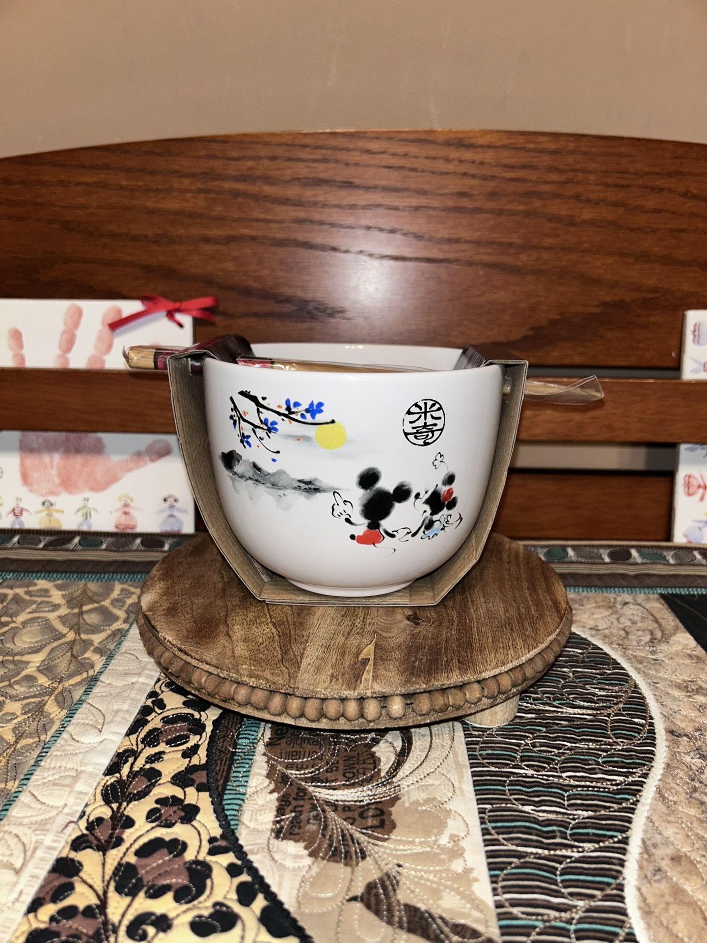 Mickey/Minnie Watercolor Ramen Bowl