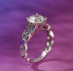 Jeulia Butterfly Round Cut Sterling Silver Ring