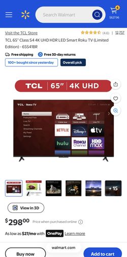 TCL 65” Class S4 4K UHD HDR LED Smart Roku TV (Limited Edition) - 65S41BR