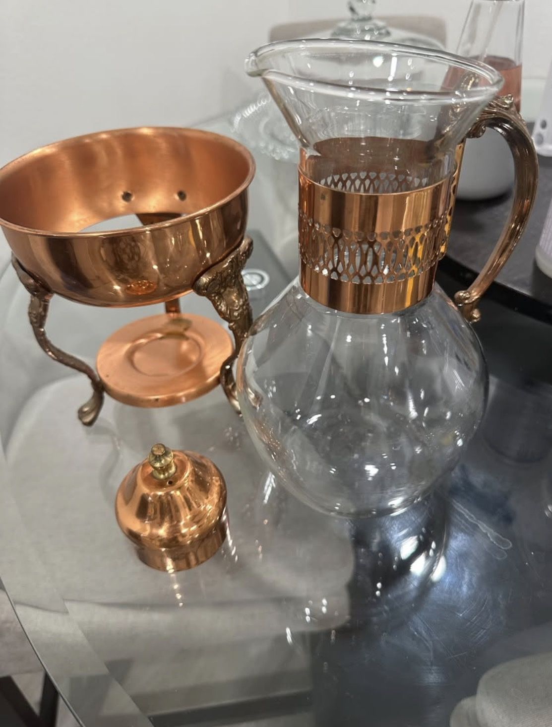 Vintage Princess House Copper/Brass Coffee Carafe With Stand
