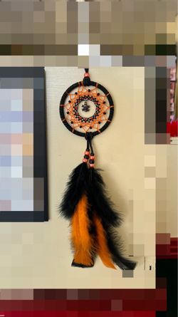 Halloween Dream Catcher Black Orange Skull