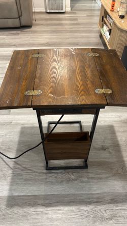Side table with charger outlets