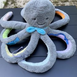 Mud Pie 17” Octopus Octivity Activity Pal Baby Learning Toy Plush gray Fastners