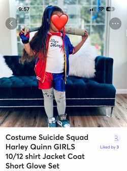 Girls Harley Quinn Costume Set Size 10/12