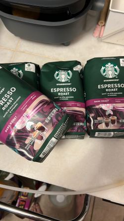 4 12 oz bags Starbucks espresso roast whole bean coffee