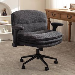 Dowinx Criss Cross Chair with Adjustable Flip-up Arms and Wheels, Ergonomic Office Desk Armchair